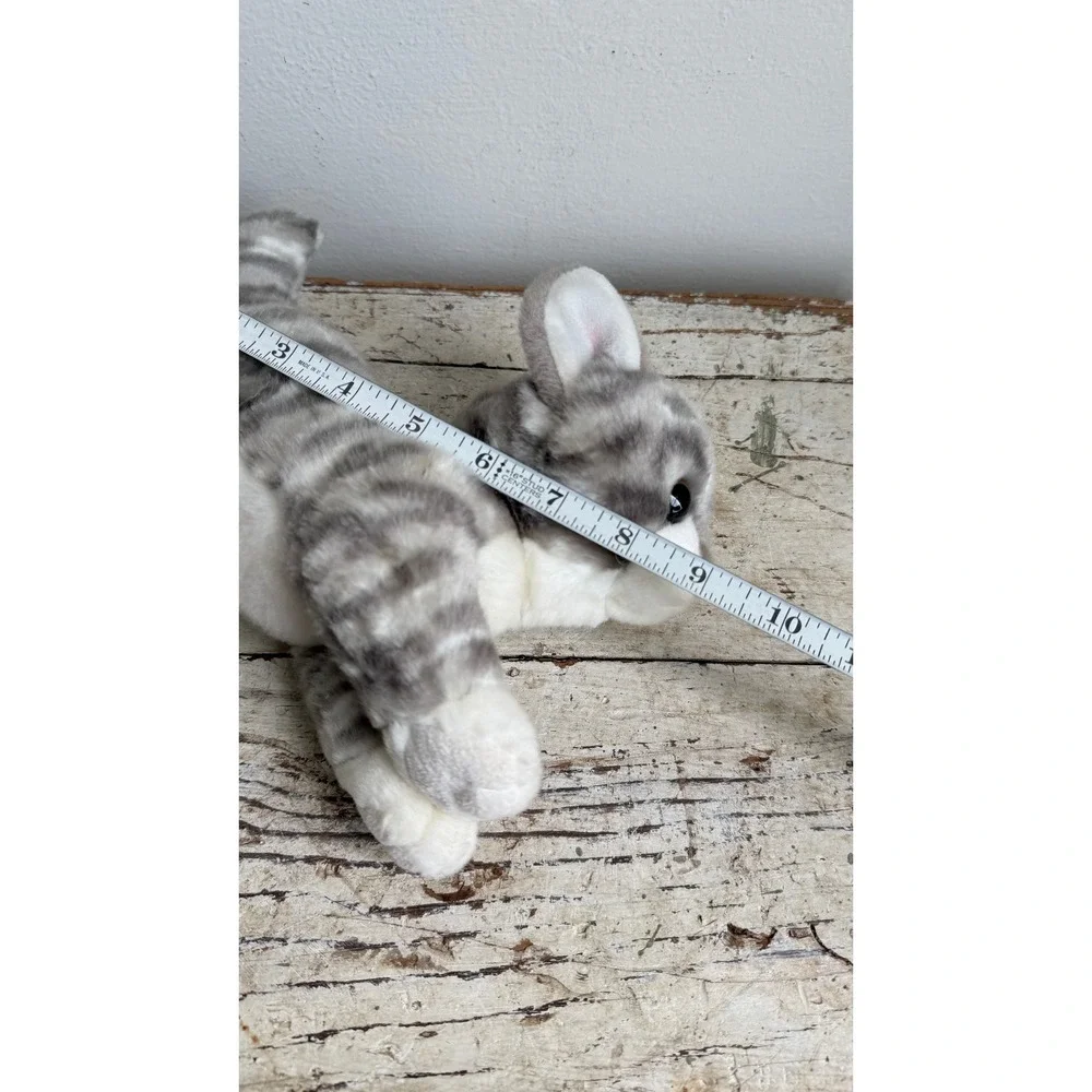 Miyoni by Aurora Grey Tabby Kitten Plush Stuffed Animal Realistic Cat 10 inch